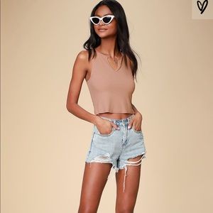 Lulu’s miracle mauve ribbed crop top